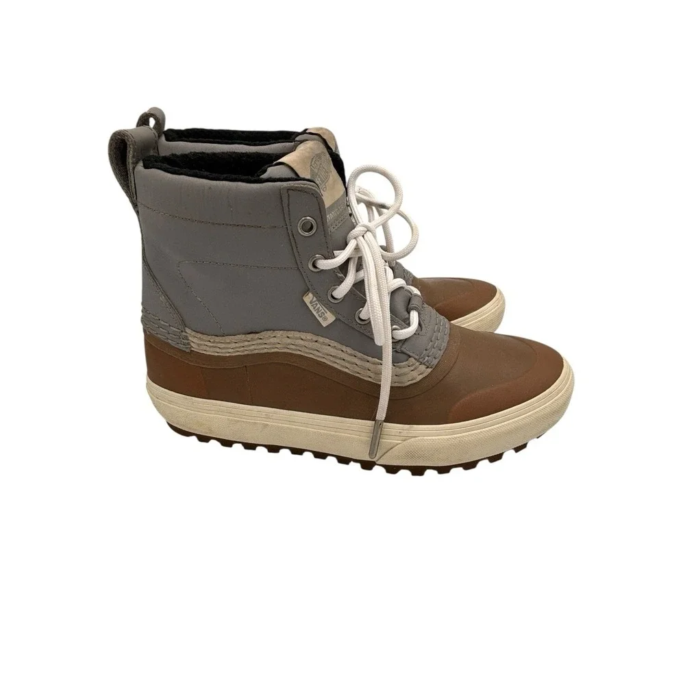 Vans Standard Mid Snow MTE Waterproof US Gray/Tan Leather Boots Mens 6.5 Women 8